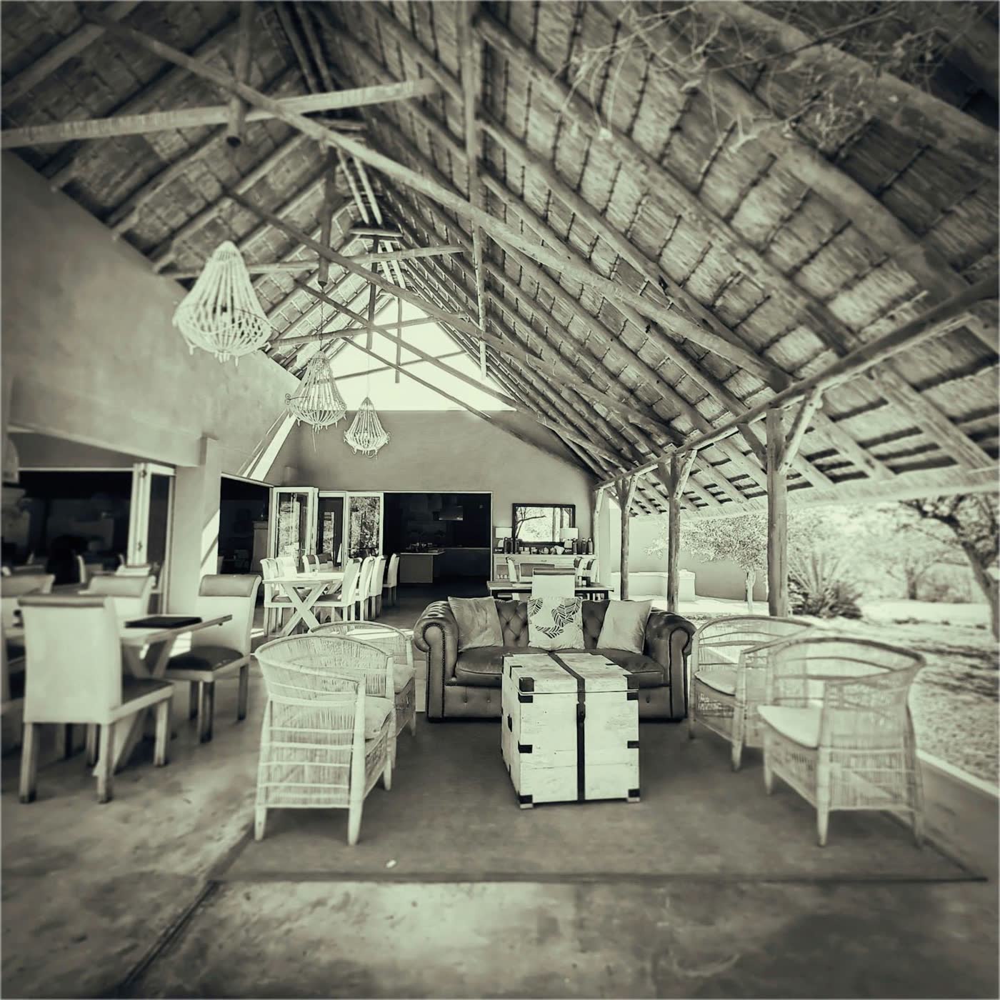 Safari lodge interior, hospitality photography
