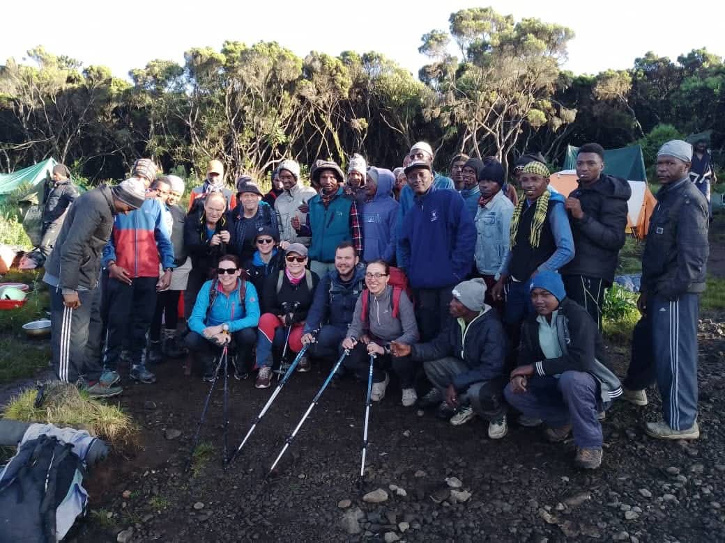 NGULI climbing group on the trail on Mount Kilimanjaro