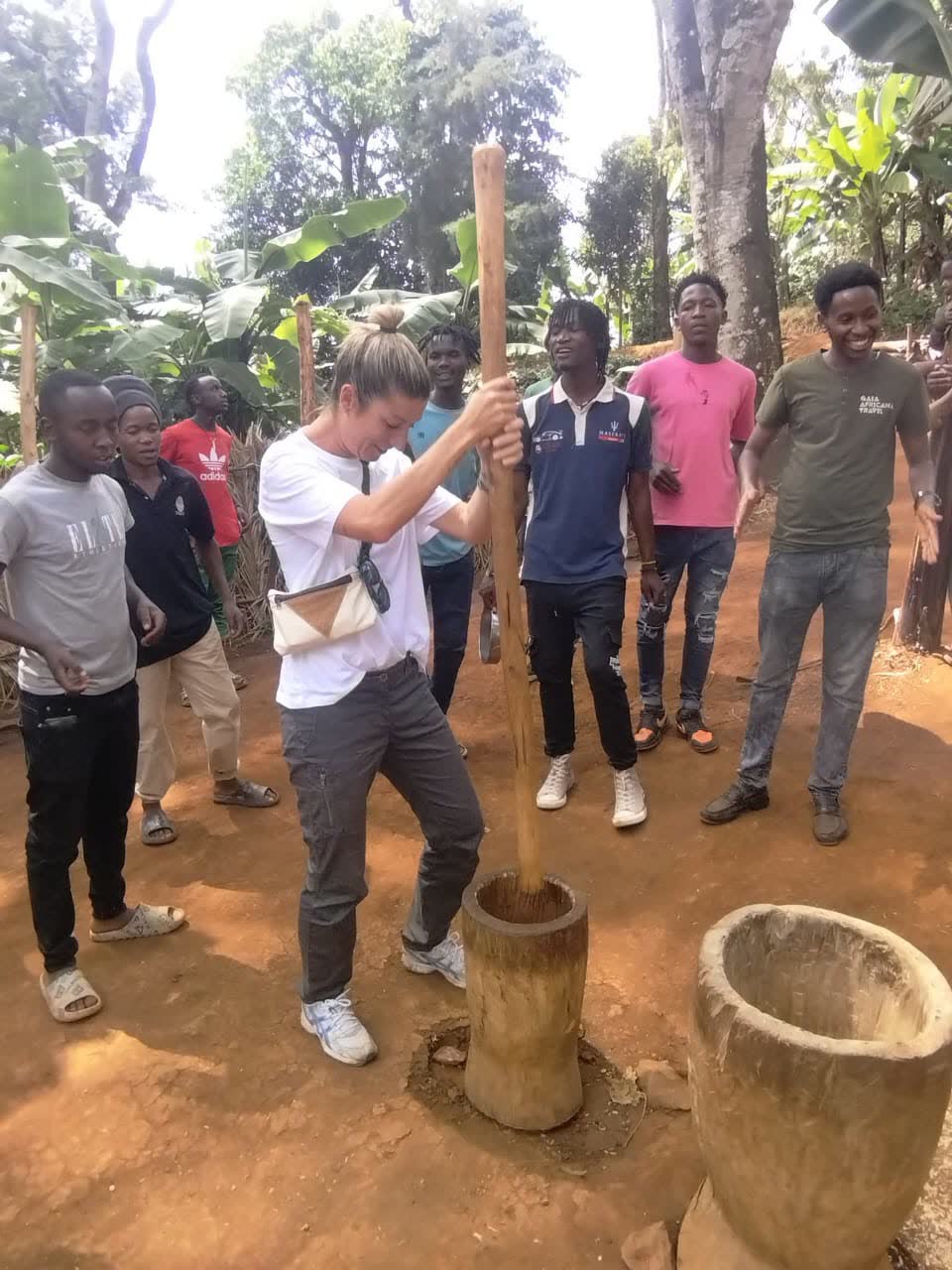 Traditional Chagga coffee demonstration near Materuni